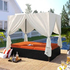 Adjustable Outdoor Patio Wicker Sunbed Daybed w/Cushions,Canopy