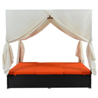 Adjustable Outdoor Patio Wicker Sunbed Daybed w/Cushions,Canopy