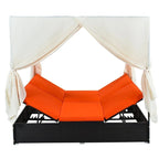 Adjustable Outdoor Patio Wicker Sunbed Daybed w/Cushions,Canopy