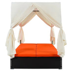 Adjustable Outdoor Patio Wicker Sunbed Daybed w/Cushions,Canopy