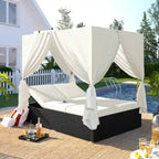 Adjustable Outdoor Patio Wicker Sunbed Daybed w/Cushions,Canopy