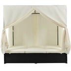 Adjustable Outdoor Patio Wicker Sunbed Daybed w/Cushions,Canopy