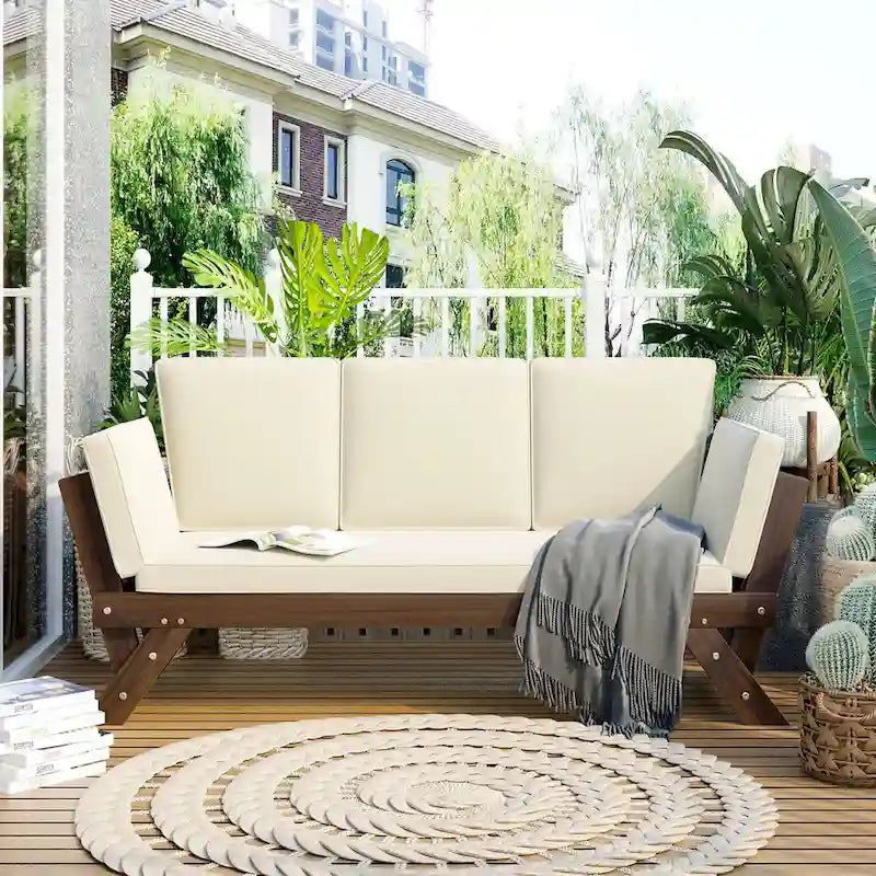 Nestfair Outdoor Adjustable Daybed Sofa Chaise Lounge with Cushions - N/A