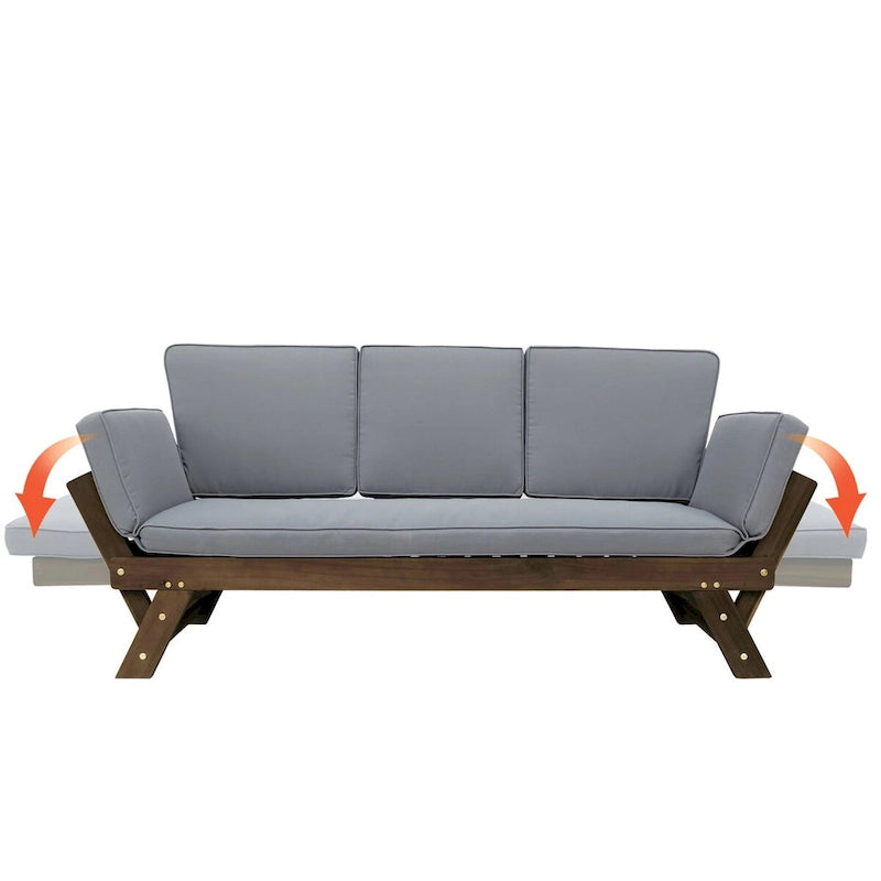 Nestfair Outdoor Adjustable Daybed Sofa Chaise Lounge with Cushions - N/A