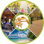 6-Person Circular Outdoor Wooden Picnic Table for Patio