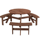 6-Person Circular Outdoor Wooden Picnic Table for Patio