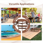 6-Person Circular Outdoor Wooden Picnic Table for Patio