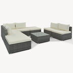 Stylish 8-Piece Outdoor Patio Furniture Set with Tempered Glass Table