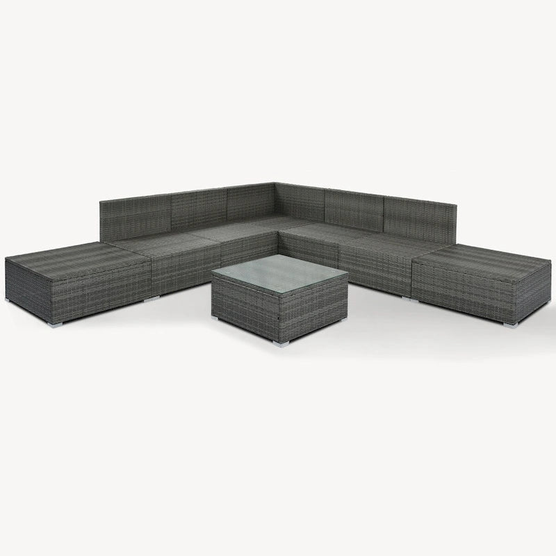 Stylish 8-Piece Outdoor Patio Furniture Set with Tempered Glass Table