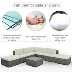 Stylish 8-Piece Outdoor Patio Furniture Set with Tempered Glass Table