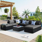 Stylish 8-Piece Outdoor Patio Furniture Set with Tempered Glass Table