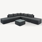 Stylish 8-Piece Outdoor Patio Furniture Set with Tempered Glass Table