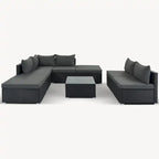 Stylish 8-Piece Outdoor Patio Furniture Set with Tempered Glass Table