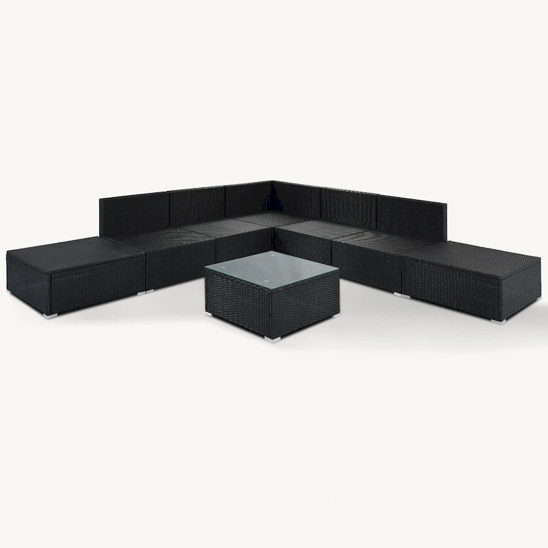 Stylish 8-Piece Outdoor Patio Furniture Set with Tempered Glass Table