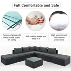 Stylish 8-Piece Outdoor Patio Furniture Set with Tempered Glass Table