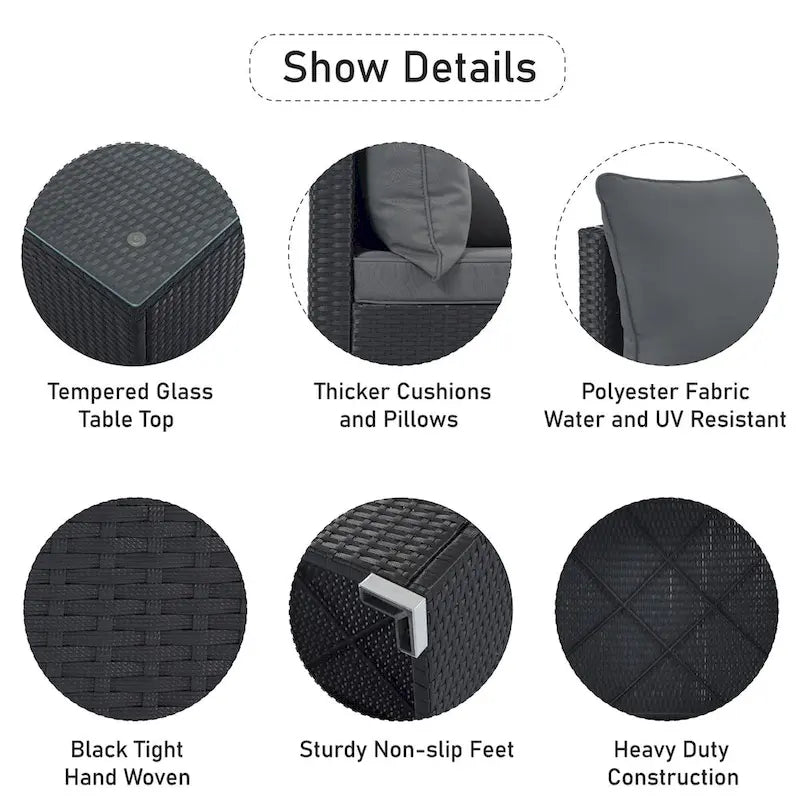 Stylish 8-Piece Outdoor Patio Furniture Set with Tempered Glass Table