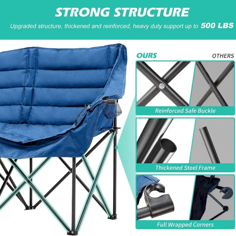 DoCred Oversized 2 Person Folding Fully Padded Camping Chair