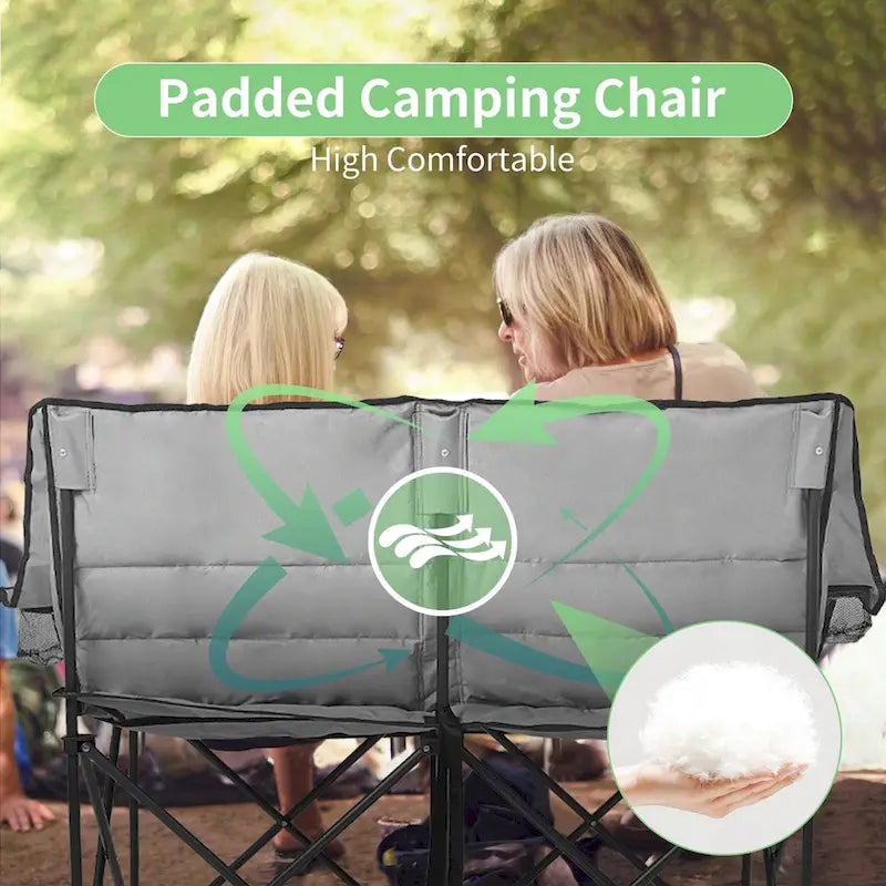 DoCred Oversized 2 Person Folding Fully Padded Camping Chair