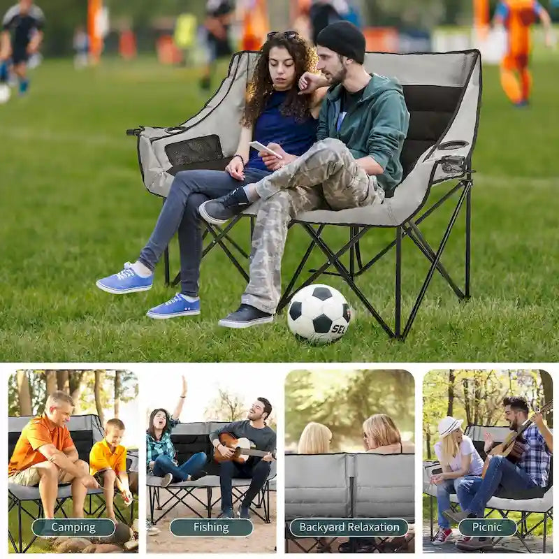 DoCred Oversized 2 Person Folding Fully Padded Camping Chair