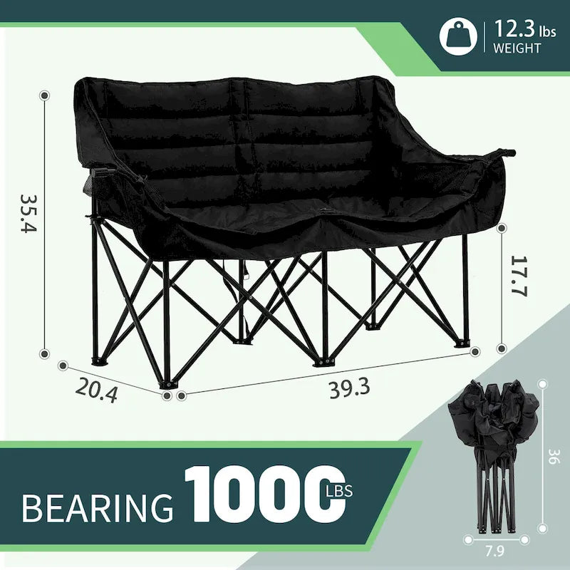 DoCred Oversized 2 Person Folding Fully Padded Camping Chair