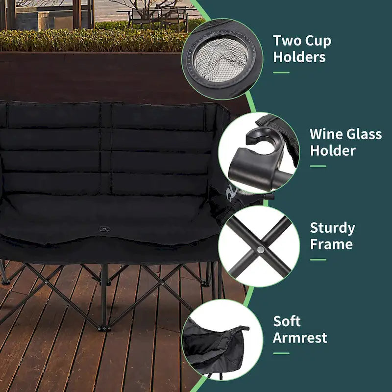 DoCred Oversized 2 Person Folding Fully Padded Camping Chair