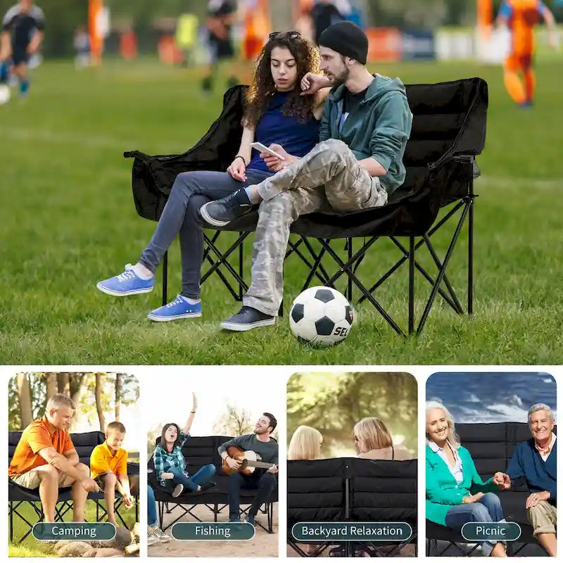 DoCred Oversized 2 Person Folding Fully Padded Camping Chair