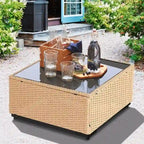 Patio Watcher 5-Pieces Yellow Rattan Conversation Set with Cusions for Outdoors