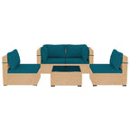 Patio Watcher 5-Pieces Yellow Rattan Conversation Set with Cusions for Outdoors