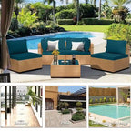 Patio Watcher 5-Pieces Yellow Rattan Conversation Set with Cusions for Outdoors