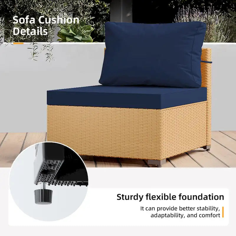 Patio Watcher 5-Pieces Yellow Rattan Conversation Set with Cusions for Outdoors