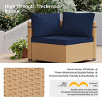 Patio Watcher 5-Pieces Yellow Rattan Conversation Set with Cusions for Outdoors