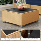 Patio Watcher 5-Pieces Yellow Rattan Conversation Set with Cusions for Outdoors