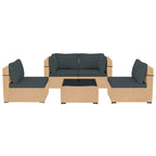 Patio Watcher 5-Pieces Yellow Rattan Conversation Set with Cusions for Outdoors