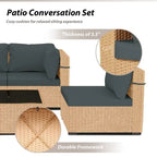 Patio Watcher 5-Pieces Yellow Rattan Conversation Set with Cusions for Outdoors