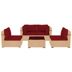 Patio Watcher 5-Pieces Yellow Rattan Conversation Set with Cusions for Outdoors