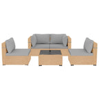 Patio Watcher 5-Pieces Yellow Rattan Conversation Set with Cusions for Outdoors