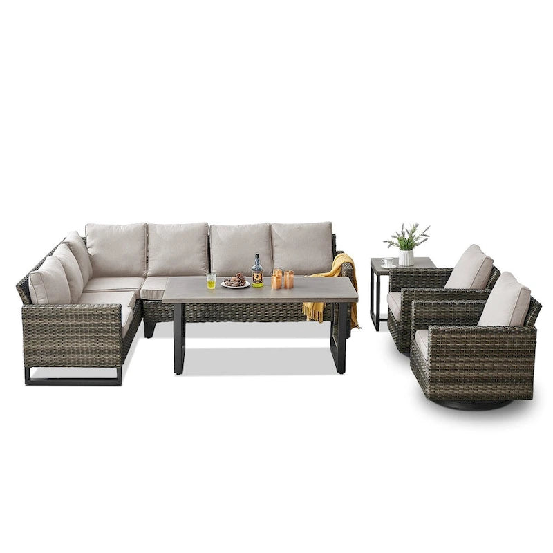 Outdoor Swivel Chairs with Sectional Sofa Table
