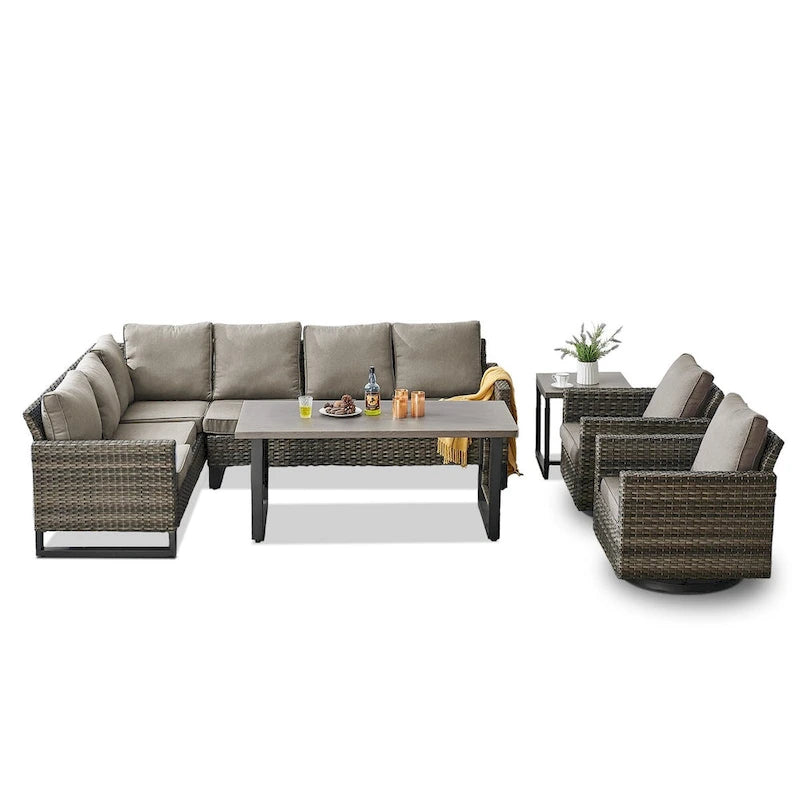 Outdoor Swivel Chairs with Sectional Sofa Table