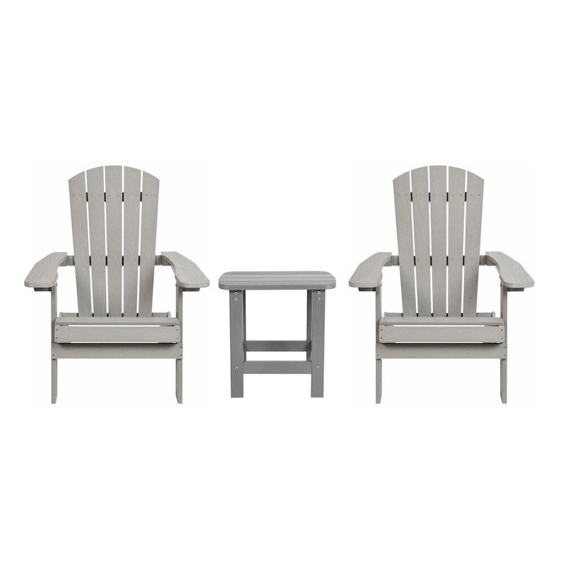 Set of 2 Indoor/Outdoor Folding Adirondack Chairs with Side Table