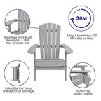 Set of 2 Indoor/Outdoor Folding Adirondack Chairs with Side Table