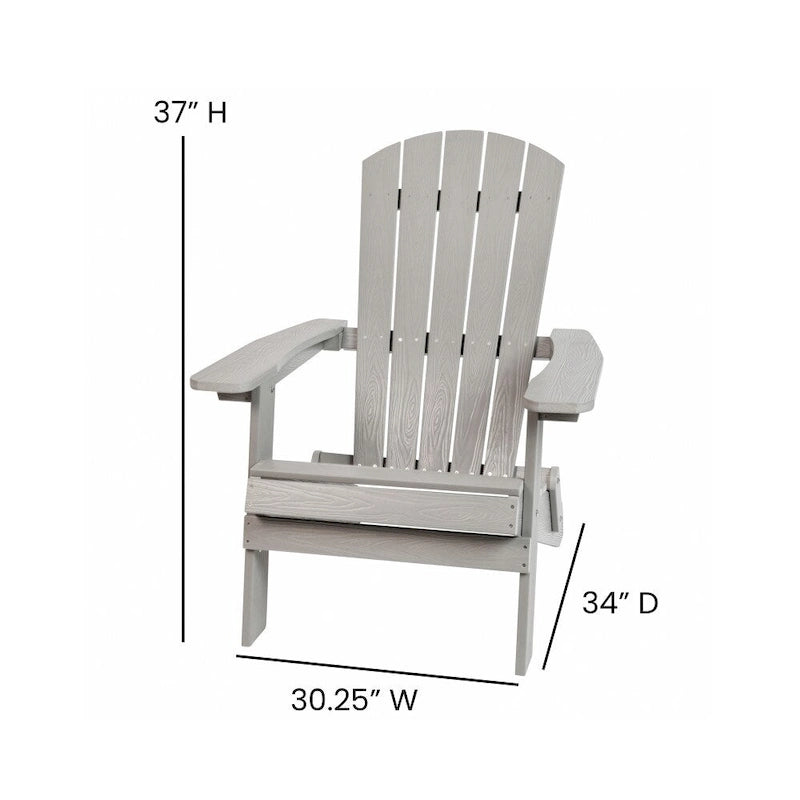 Set of 2 Indoor/Outdoor Folding Adirondack Chairs with Side Table