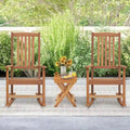 2pcs Patio Wood Bistro Set Outdoor Rocking Chair& Folding Table Set
