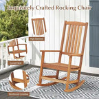 2pcs Patio Wood Bistro Set Outdoor Rocking Chair& Folding Table Set