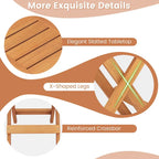2pcs Patio Wood Bistro Set Outdoor Rocking Chair& Folding Table Set