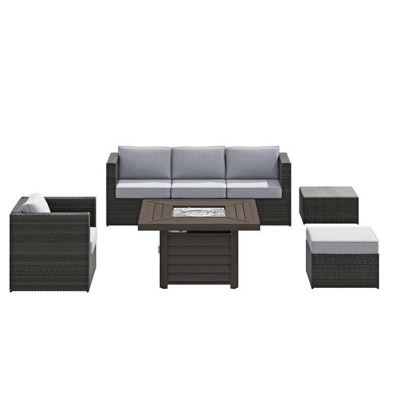 Corvus Trey 7-piece Patio Wicker Sofa Set with Fire Table