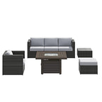Corvus Trey 7-piece Patio Wicker Sofa Set with Fire Table