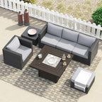 Corvus Trey 7-piece Patio Wicker Sofa Set with Fire Table