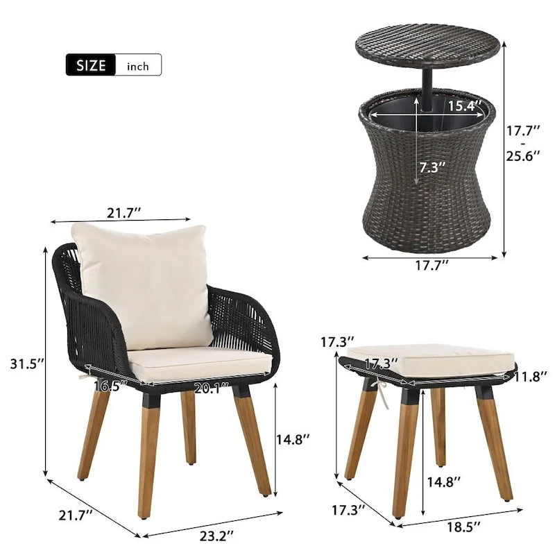 5 Pieces Patio Furniture Chair Sets, Patio Conversation Set