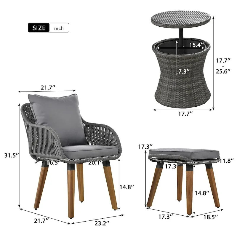 5 Pieces Patio Furniture Chair Sets, Patio Conversation Set