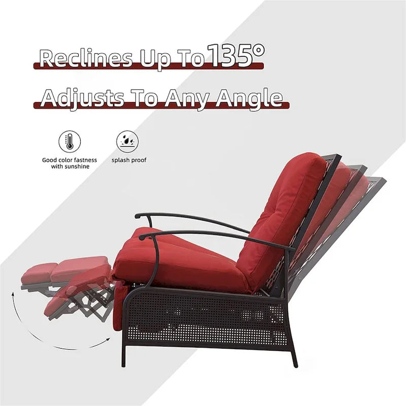 CUSchoice Outdoor Lounge Chair with Cushions - 20.7*43.3*37.8inchW*L*H